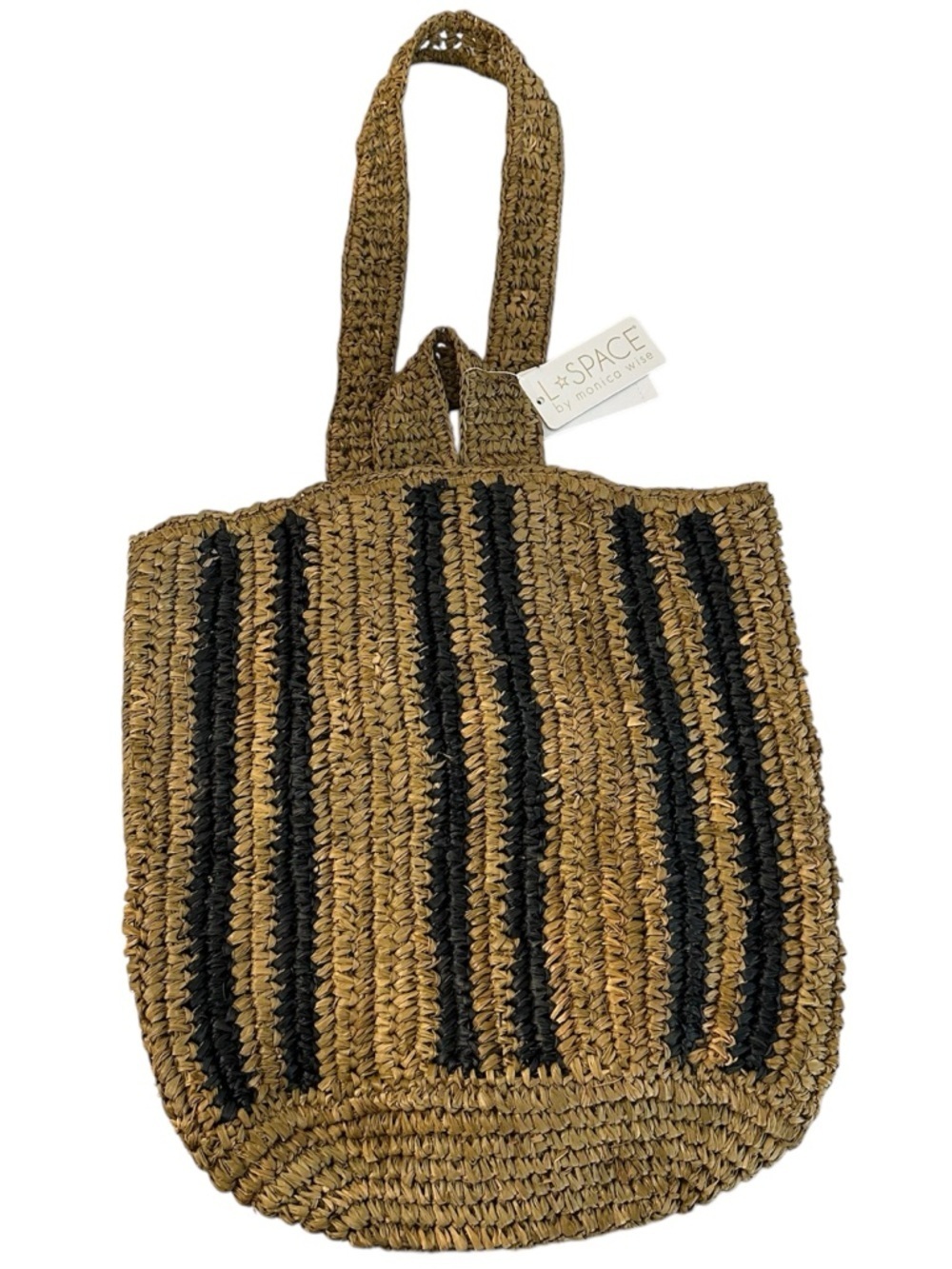 L*Space by Monica Wise Brown & Black Andressa Stripe Bag O/S NWT